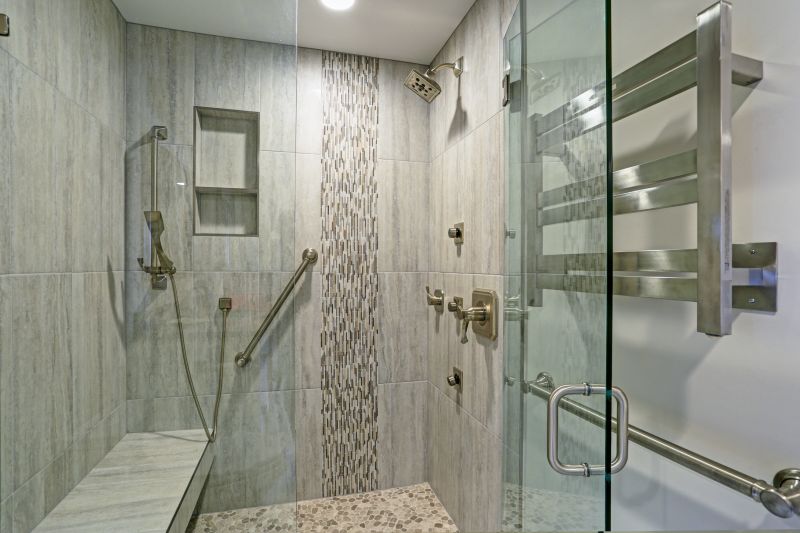 Contemporary Shower with Large Tiles
